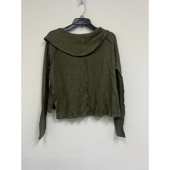 We The Free / Free People Wildcat Cowl Neck Thermal Pullover Sweater Military XS - Picture 6 of 6